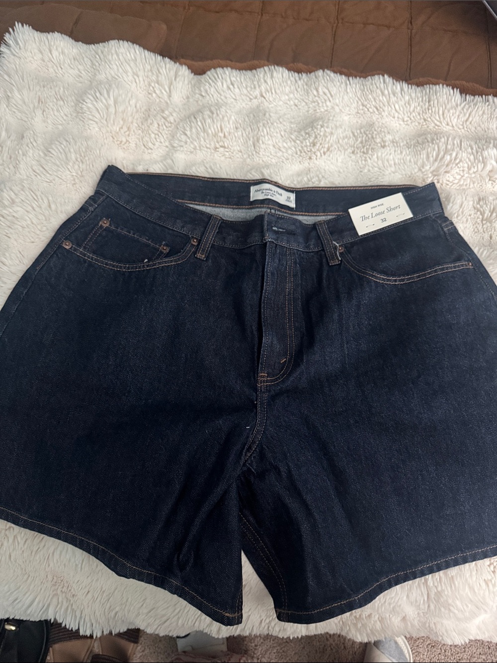 Abercrombie & Fitch Dark Indigo Denim Jean Shorts